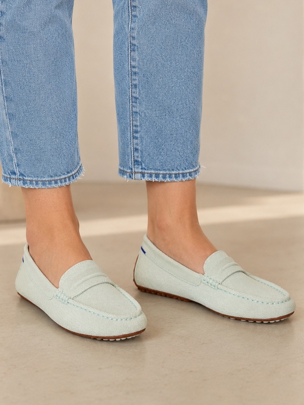Rothy’s The Driver Mint Green Knit Slip-On Loafers size 7